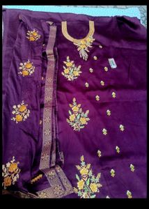Embroidered Purple Kurta Set