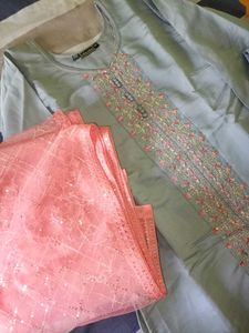 Embroidered Kurta Set with Dupatta