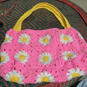 Handmade Crochet Daisy Handbag