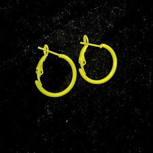 Neon Yellow and Blue Hoop Earrings.