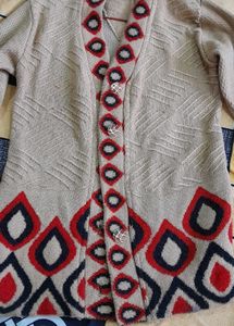 Vintage Patterned Button-Down Cardigan