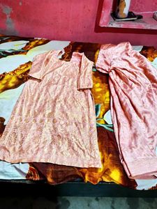 peach party wear heavy suit salwar Set