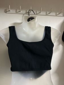 Chic Black Ribbed Corset Top
