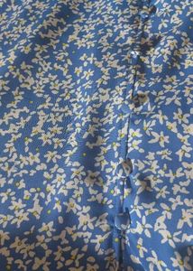 Blue Floral Simmer Dress with Slit