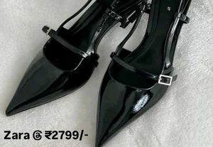 Zara Black Patent Slingback Heels