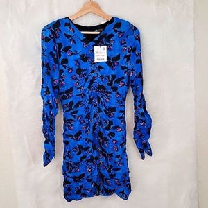 Zara Brand New Floral Mini Dress With Shoulder Pad