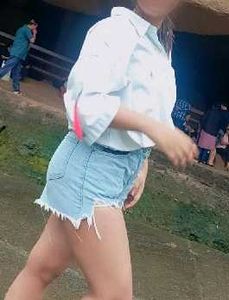 Light Blue Distressed Denim Shorts