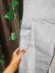 LOW PRICE! Light Blue Cargo Straight Fit Jeans