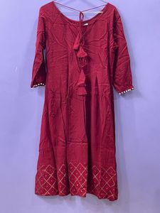 Maroon Kurta with Pearl Detail