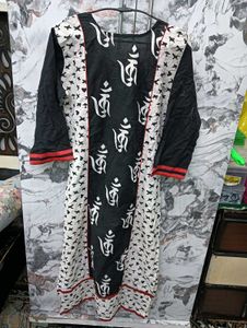 Stylish Black 👗💯 % cotton &amp; White Printed Kurta