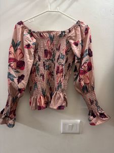 Floral Print Smocked Crop Top