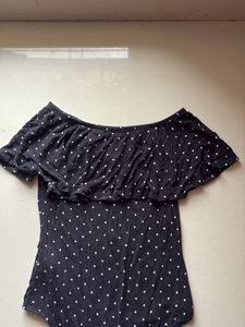 Y2K Polka Dot Off Shoulder Bodysuit