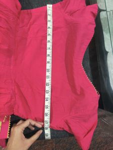Bunaai Coral Peach Gota Work Anarkali Set