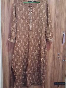 Stylish Printed  brown kurta🌼