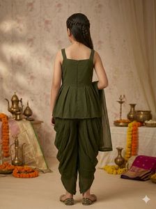 Elegant Olive Green Embroidered Kurta Set