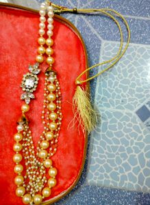 Pearl &amp; Stone Indian Tassel Earrings