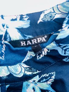 Chic Floral Print Navy Blue Top