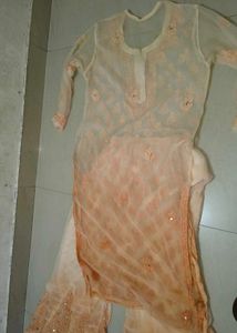 Elegant Peach Embellished Kurta Set