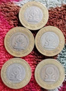 Yoga Day 10 Rupee Coins 5 Pcs Set