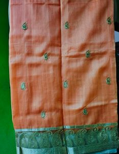 Peach Embroidered Saree