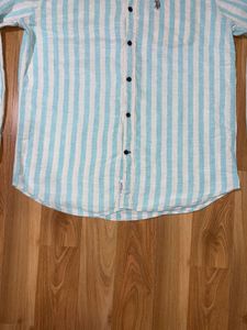 U.S.P.A striped Linen blend tailored fit shirt