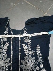 Embroidered navy blue Kurta Set with Dupatta