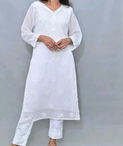 White Chikankari Kurti Brand New