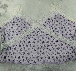 Floral Lace Trim Cami Top