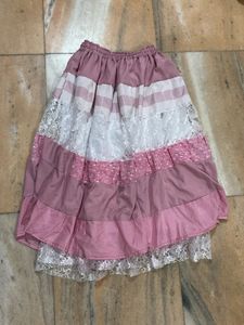 Boho Layered Pink Lace Skirt