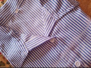 Blue &amp; White Striped Corset Shirt