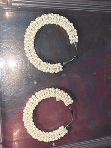 Beautiful White Hoop Earrings
