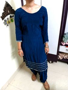 silk ❤️Elegant Blue Kurta Set with Patiala Pants