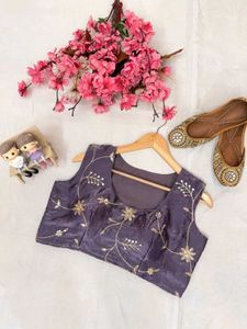 Embroidered Silk Blouse Dress
