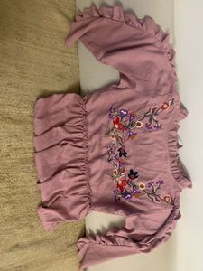 Embroidered Ruffle Top