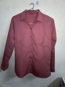 mauve Collared Button-Up formal Shirt for women