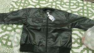 Black Faux Leather Bomber Jacket