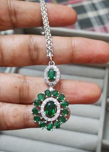 Emerald &amp; Diamond Pendant Necklace