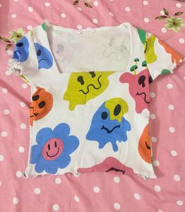 Funky Graphic Print Crop Top
