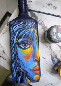 HandPainted Abstract Woman Art Decorative Bottle