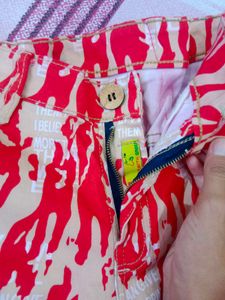Printed Red Pants/Jeans