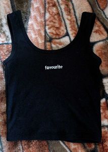 Black Ribbed Tank Top "Favourite"
