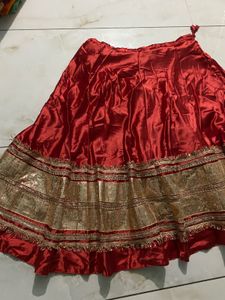 Red Silk Lehenga with Gold Border
