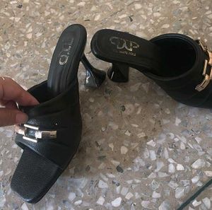 Chic Black Mules with Gold Accent