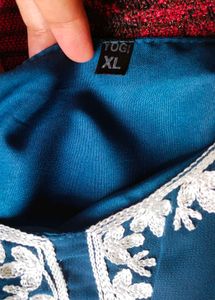 Elegant Embroidered Blue Kurta Set