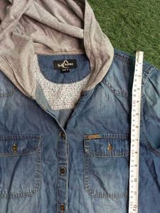 Denim Hooded Shirt for Women