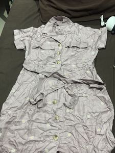 lavender floral collared dress