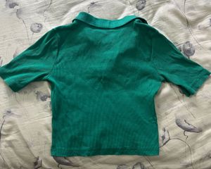 Emerald Green Ribbed Polo Top