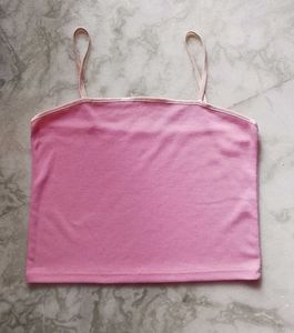 🩷cute Pink Spaghetti Strap Crop Top