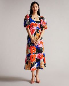 Auth Ted Baker Harpia Floral Print Midi Dress