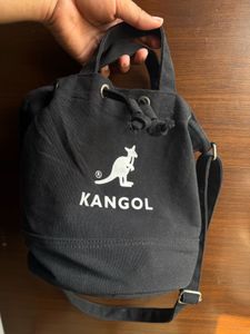 Kangol Black Canvas Drawstring Bag